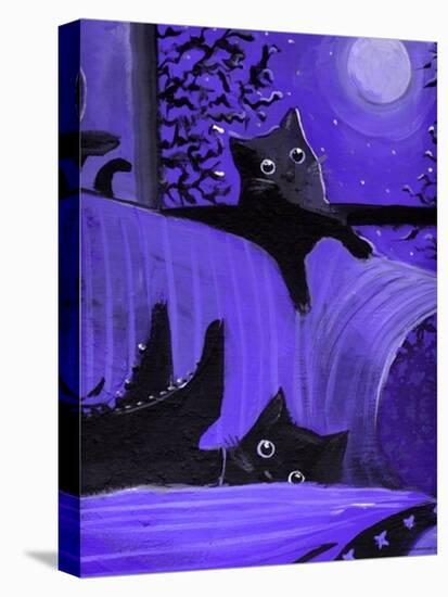 Purple Halloween Black Cats Witch Feet-sylvia pimental-Stretched Canvas