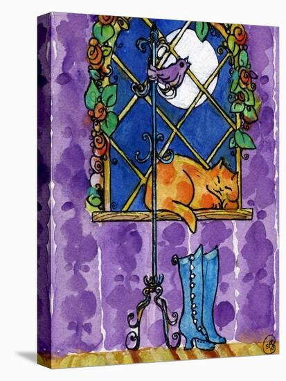 Purple Night Kitty Cat-sylvia pimental-Stretched Canvas