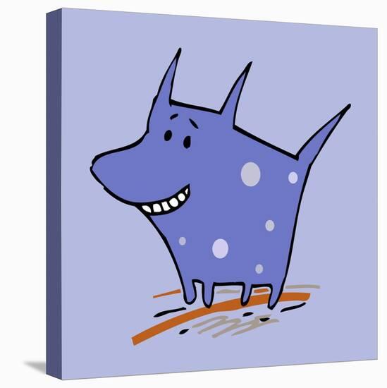 Purple Polka Dot Dog-Carla Martell-Premier Image Canvas