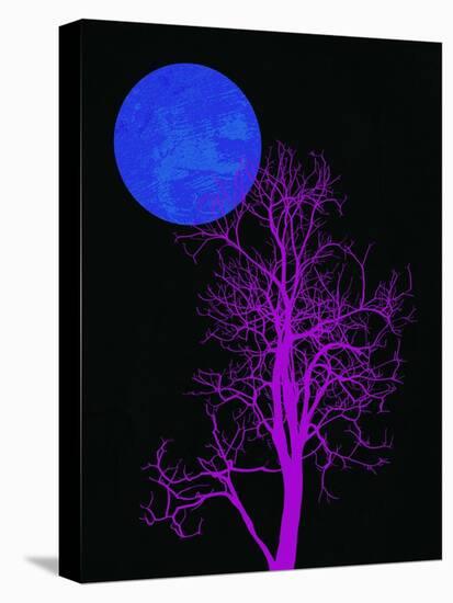 Purple Tree and Blue Moon-Jasmine Woods-Stretched Canvas