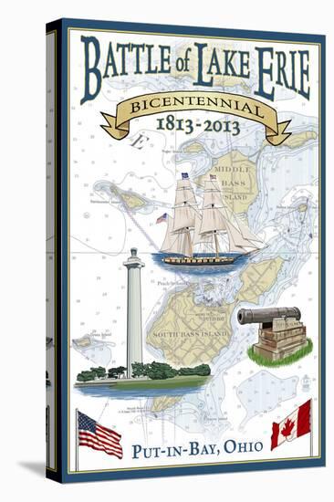 Put-In-Lake, Ohio - Battle of Lake Erie Nautical Chart-Lantern Press-Stretched Canvas