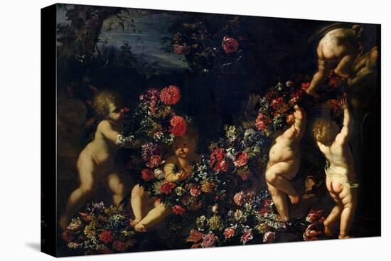 Putti Playing with Garlands of Flowers-Carlo Maratti-Premier Image Canvas