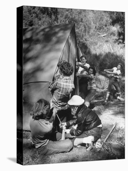 Putting Up a Tent, Some Junior High Girl Scouts Working Toward Camp Craft Badge-Ed Clark-Premier Image Canvas