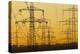 Pylons and power lines in morning light, Germany, Europe-Hans-Peter Merten-Premier Image Canvas