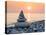 Pyramid of Stones for Meditation Lying on Sea Coast at Sunset-Maxim Blinkov-Premier Image Canvas