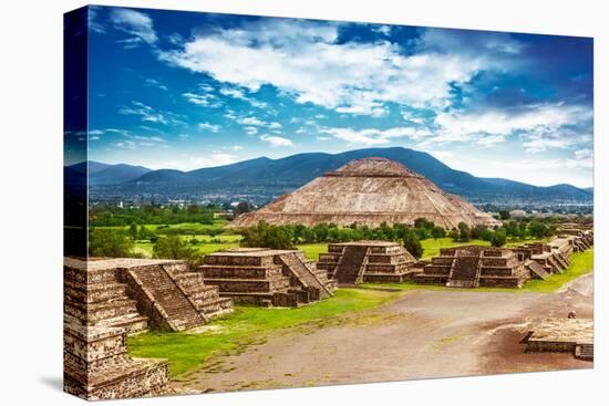 Pyramids of the Sun and Moon on the Avenue of the Dead, Teotihuacan Ancient Historic Cultural City,-Anna Omelchenko-Premier Image Canvas