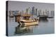 Qatar, Doha, Dhows on Doha Bay with West Bay Skyscrapers, Dawn-Walter Bibikow-Premier Image Canvas