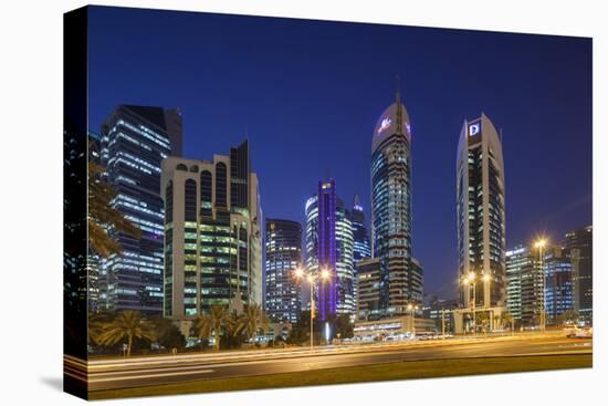 Qatar, Doha, Doha Bay, West Bay Skyscrapers, Dusk-Walter Bibikow-Premier Image Canvas