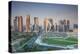 Qatar, Doha, Doha Bay, West Bay Skyscrapers, Elevated View, Dawn-Walter Bibikow-Premier Image Canvas