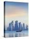 Qatar, Doha, Looking Across Doha Bay To Skyscrapers of West Bay-Jane Sweeney-Premier Image Canvas