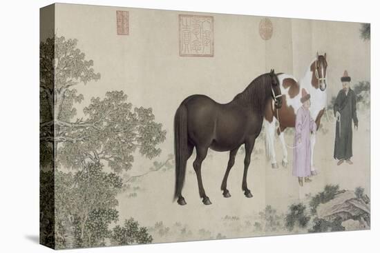 Qazaq présentant len tribut leurs chevaux à l'empereur Qianlong-Giuseppe Castiglione-Premier Image Canvas