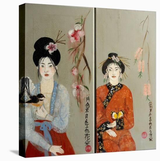 Qing Dynasty women with Butterfly and Song Dynasty Women with Fantail, 2016-Susan Adams-Premier Image Canvas