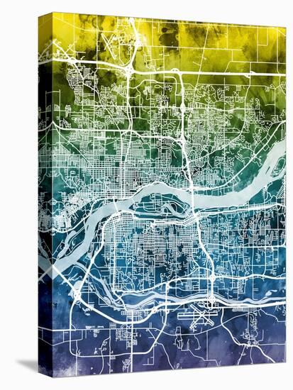 Quad Cities Street Map-Michael Tompsett-Stretched Canvas