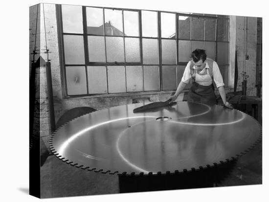 Quality Checking a Giant Saw Blade, Edgar Allens Steel Foundry, Sheffield, South Yorkshire, 1963-Michael Walters-Premier Image Canvas