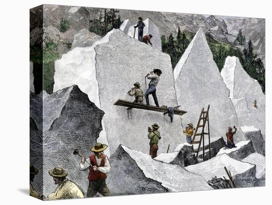 Quarrying Stone for the Mormon Temple in Salt Lake City, Utah, 1870s-null-Premier Image Canvas