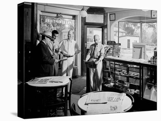 Quartet of Men Gathered in a Local Drug Store in the Hometown of President Franklin D. Roosevelt-Hansel Mieth-Premier Image Canvas