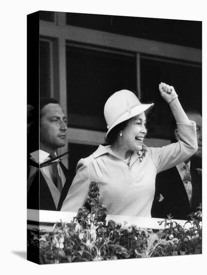 Queen Elizabeth II cheering on her horse at the Derby-Associated Newspapers-Stretched Canvas