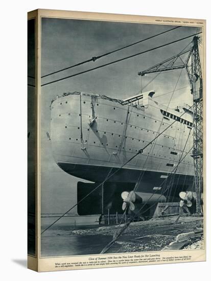 Queen Mary Ocean Liner, Nearly Ready for Launching-null-Stretched Canvas