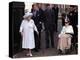 Queen Mother waves on her 101 birthday watched by Princess Margaret in wheelchair and Prince Charle-null-Premier Image Canvas