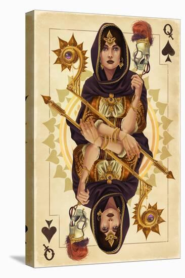 Queen of Spades - Playing Card-Lantern Press-Stretched Canvas