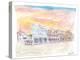 Queen St Front St Scene in Hamilton Bermuda at Sunset-M. Bleichner-Stretched Canvas