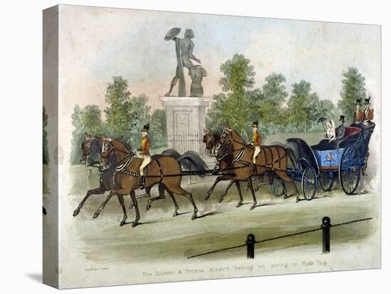 Queen Victoria and Prince Albert Taking Air in Hyde Park, London, C1840-James Pollard-Premier Image Canvas