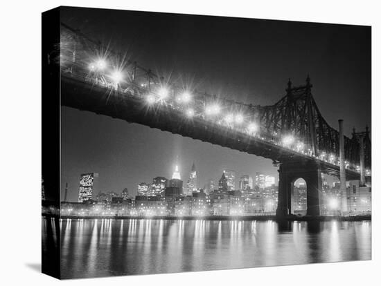 Queensboro Bridge and Manhattan at Night-Bettmann-Premier Image Canvas