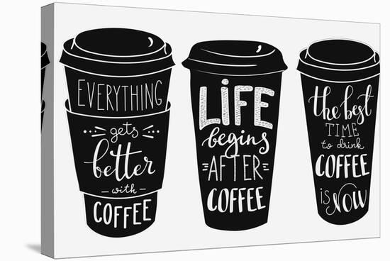 Quote Lettering on Coffee Paper Cup Shape Set-Lelene-Stretched Canvas