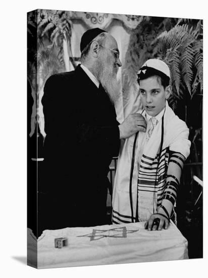 Rabbi David S. Novoseller Adjusting Carl Jay Bodek's Robe During Ceremony-Lisa Larsen-Premier Image Canvas