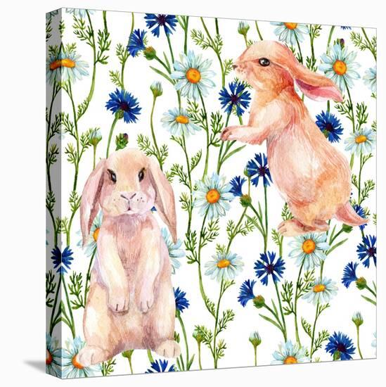 Rabbit Among Flowers-tanycya-Stretched Canvas