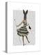 Rabbit in Black White Dress-Fab Funky-Stretched Canvas