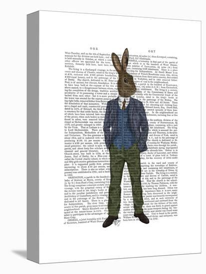 Rabbit in Blue Waistcoat-Fab Funky-Stretched Canvas