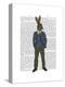 Rabbit in Blue Waistcoat-Fab Funky-Stretched Canvas