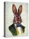 Rabbit in Green Jacket-Fab Funky-Stretched Canvas