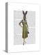 Rabbit In Mustard Dress-Fab Funky-Stretched Canvas