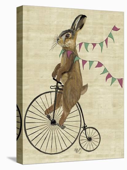 Rabbit on Penny Farthing-Fab Funky-Stretched Canvas