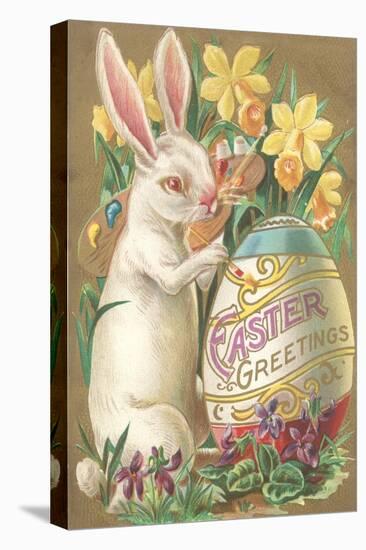 Rabbit with Egg and Daffodils-null-Stretched Canvas