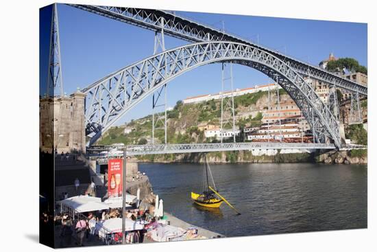 Rabelos boat on Douro River, Serra do Pilar Monastery, Ponte Dom Luis I Bridge, UNESCO World Herita-Markus Lange-Premier Image Canvas