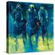 Racehorses - Blue-Neil Helyard-Stretched Canvas