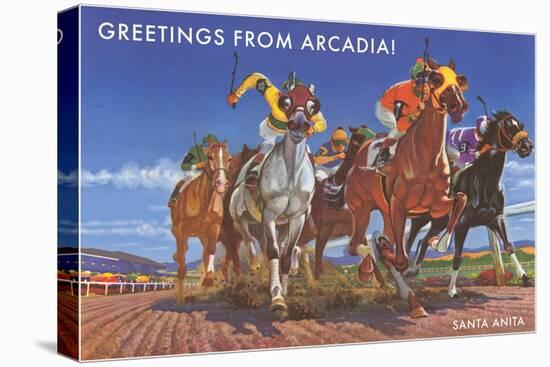 Racing Horses at Santa Anita, California-null-Stretched Canvas