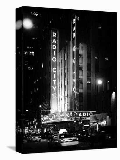 Radio City Music Hall and Yellow Cab by Night, Manhattan, Times Square, NYC, Old Classic-Philippe Hugonnard-Premier Image Canvas