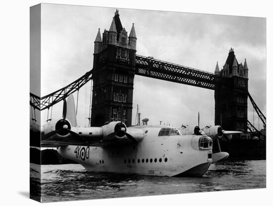 Raf Suderland Flying-Boat Moored Next to Tower Bridge, Thames River, September 1950-null-Premier Image Canvas
