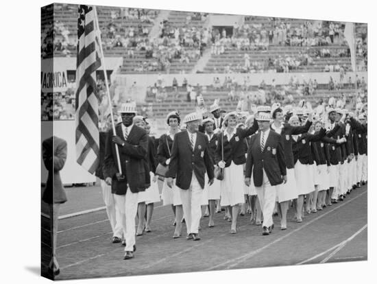 Rafer Johnson Leading USA Athletes During the Opening Day. 1960 Olympics. Rome, Italy-Mark Kauffman-Premier Image Canvas