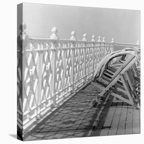 Railing at Brighton Pier with Sun Lounge, East Sussex-John Gay-Premier Image Canvas