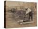 Railroad Construction Worker Straightening Track, c.1862-Andrew J^ Johnson-Stretched Canvas