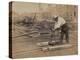 Railroad Construction Worker Straightening Track, c.1862-Andrew J^ Johnson-Stretched Canvas