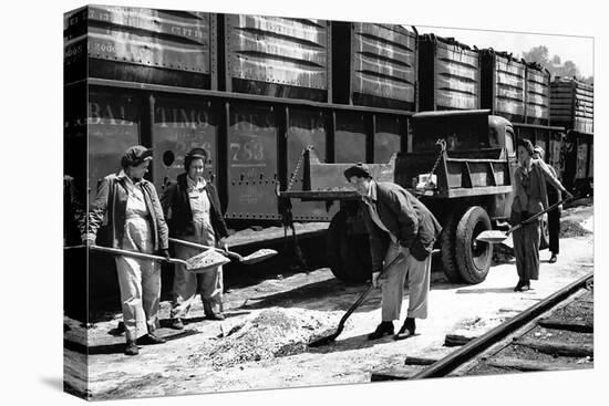 Railroad Women: Shavel Ballast-null-Premier Image Canvas