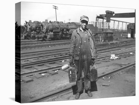 Railroad Worker, C.1900 (B/W Photo)-American Photographer-Premier Image Canvas