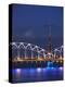 Railway Bridge across Daugava River with Tv Tower in Background, Riga, Latvia-Ian Trower-Premier Image Canvas