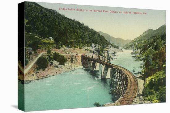 Railway Bridge over Merced River en route to Yosemite - Bagby, CA-Lantern Press-Stretched Canvas